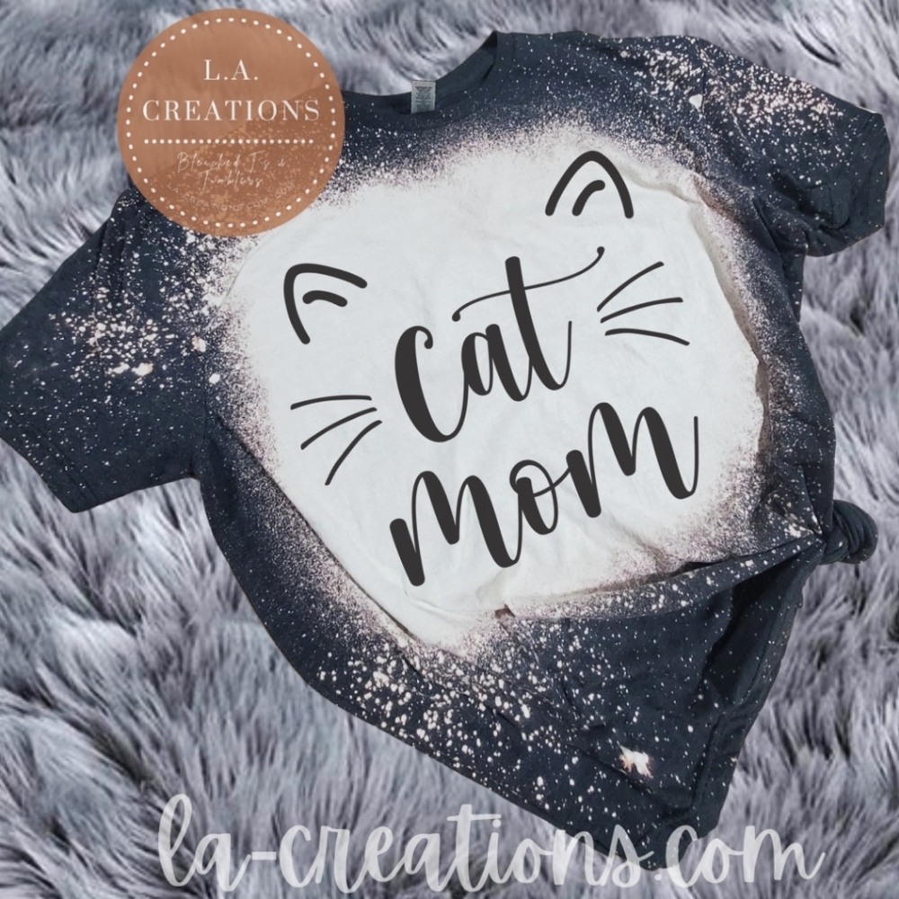 Cat Mom Bleached Tee S-3x
